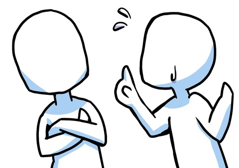 説明を聴く人 説明,コミュニケーション,対話,提案,相談,打ち合わせ,シンプル,棒人間のイラスト素材