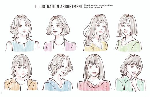 Female illustration set JPG/PNG/AI, JPG, PNG and AI Female illustration set JPG/PNG/AI, , JPG, PNG and AI