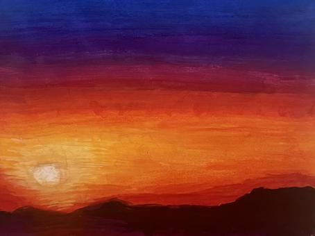 海の夕日 夕日,海,夕焼け,砂浜,景色のイラスト素材