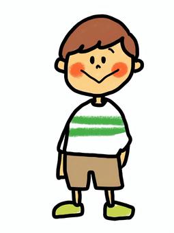 元気な男の子のイラスト 男の子,子ども,小学生,笑顔,楽しい,元気,嬉しい,にこにこ,頬が赤い,シンプルのイラスト素材