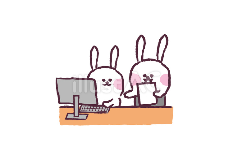 指導を受けるウサギ 兎,うさぎ,動物のイラスト素材