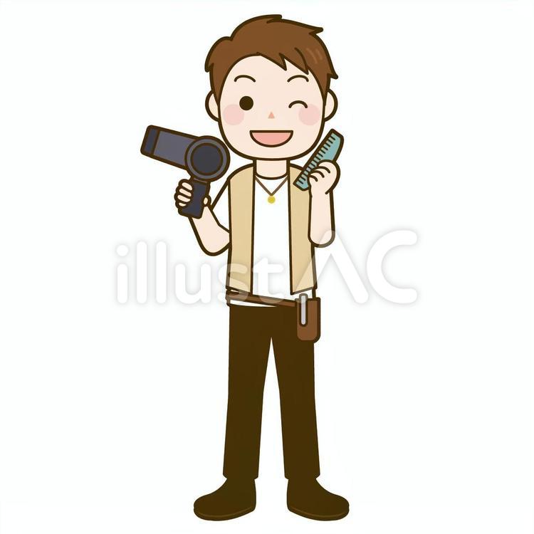 美容師 人物,男性,美容師のイラスト素材