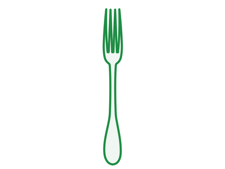 食事用のフォークのイラスト（緑） フォーク,カトラリー,道具,食器,突き刺す,刺す,突く,洋食,食事,ごはんのイラスト素材