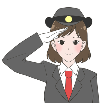 女性駅員のイラスト 女子,女性,駅員,車掌,運転士,駅係員,鉄道,人物,1人,上半身のイラスト素材