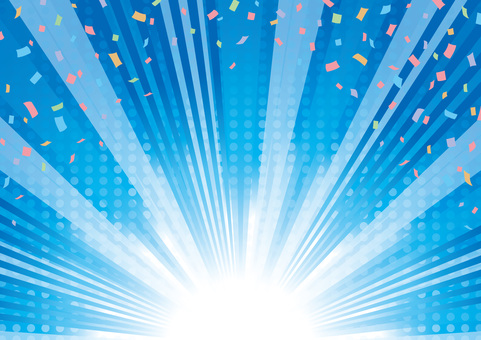 紙吹雪の半円集中線01（青色）_25 紙吹雪,集中線,背景,フレーム,効果線,放射線,ドット,半円,ライン,線のイラスト素材