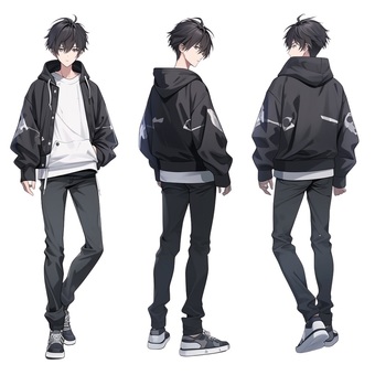 Illustration, boy, black, pw, 