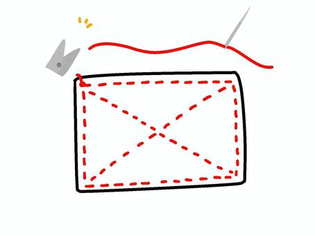 裁縫　2 裁縫,針,糸,縫う,糸切りバサミ,ハサミ,糸切り,雑巾,布,家庭科のイラスト素材