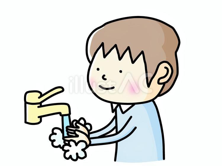 手洗い男の子 手洗い,感染症予防,感染症対策のイラスト素材