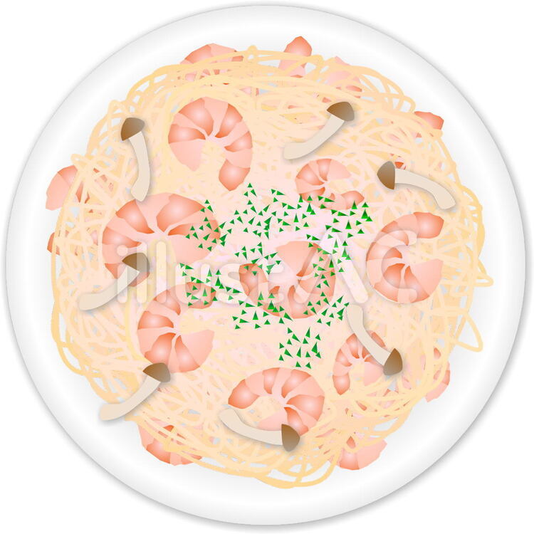 エビとキノコのパスタ パスタ,スパゲッティー,洋食のイラスト素材