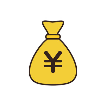お金が入った袋のアイコン お金,アイコン,シンプル,資金,収入,貯金,ボーナスのイラスト素材