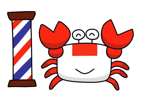 Illustration, crab, barber, haircut, 