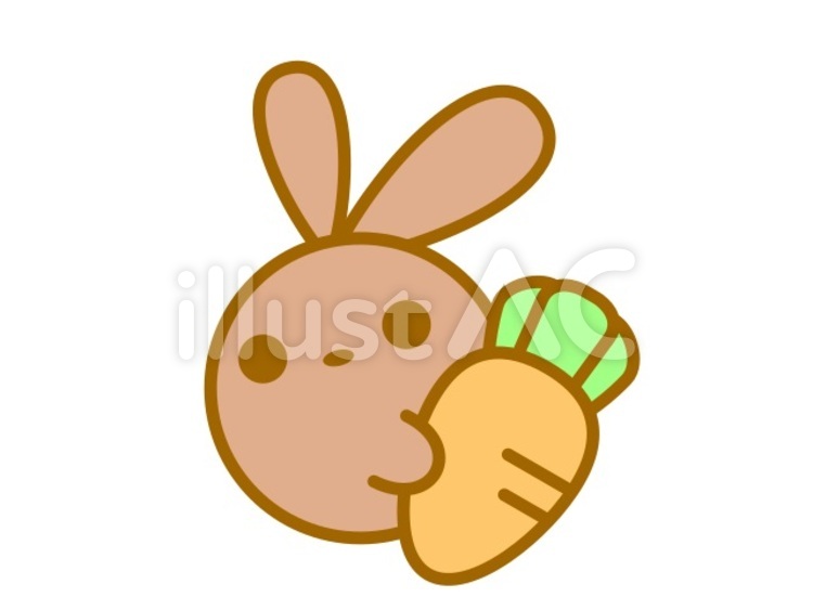 うさぎまんまる人参　茶 うさぎ,動物,にんじんのイラスト素材