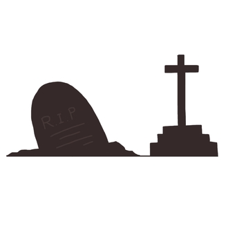 Illustration, a tombstone, soil, cross, 