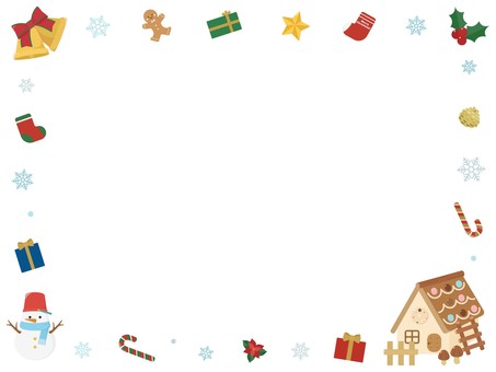 クリスマスのモチーフのフレーム枠 クリスマス,フレーム,冬,モチーフ,枠,飾り,四角,かわいい,ポップ,タイトル枠のイラスト素材