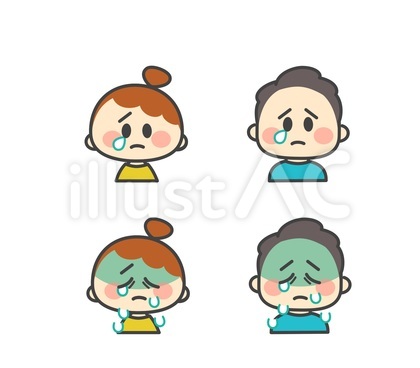 泣く男女のイラスト