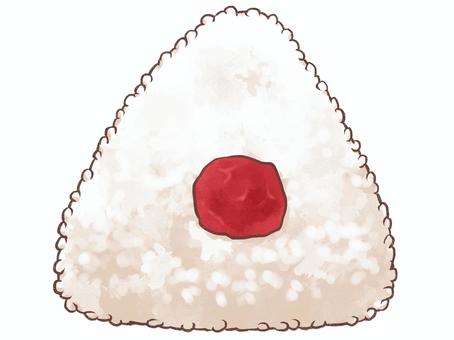 おにぎり（梅） 食べ物,おにぎり,おむすび,梅,お米,ご飯,食事,料理,シンプル,あたたかいのイラスト素材