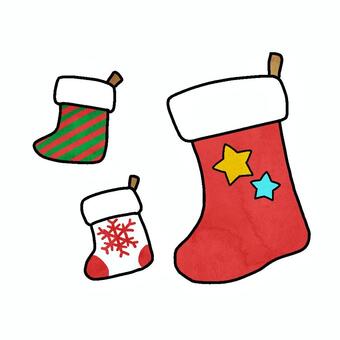 クリスマスのくつした クリスマス,くつ下,ソックス,プレゼント,12月,冬,季節物,かわいい,手描きのイラスト素材