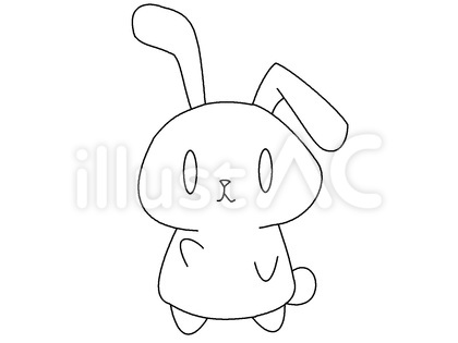 うさぎは手を上げるぬりえ
