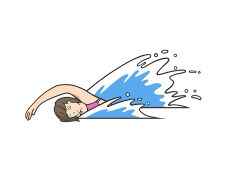 夏にプールや海で泳ぐ水着姿の女性 夏,プール,海水浴,水,波,クロール,男性,スポーツ,運動,遊泳のイラスト素材