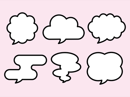 いろいろな雲型の吹き出しセット04 吹き出し,下吹き出し,フレーム,囲み,ふきだし,枠,囲み枠,背景枠,線画,雲のイラスト素材