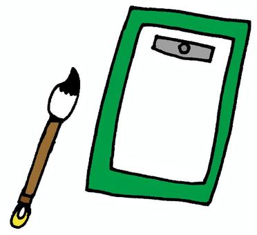 書道 書道,習字,書き初め,新年,お正月,道具,筆,下敷き,文鎮,紙のイラスト素材