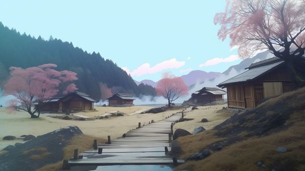 Old house _ plum _ anime, old, family, wooden, JPG