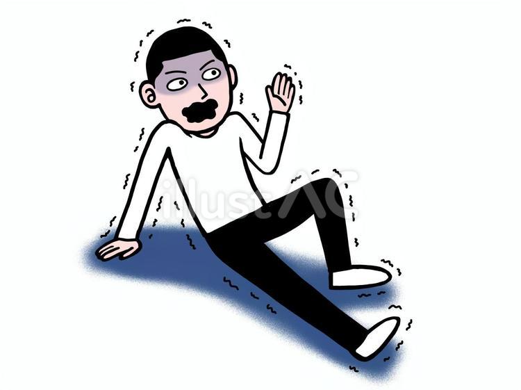 恐怖で腰を抜かした男性 恐怖,座る,震えるのイラスト素材