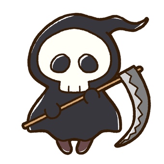しにがみくん 死神,鎌,モンスター,ハロウィン,halloween,10月,イベント,季節,行事,かわいいのイラスト素材