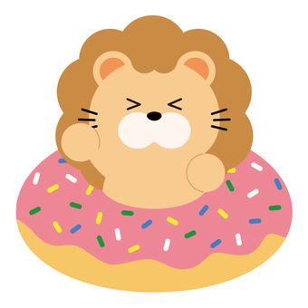 ドーナツに入ったライオン ドーナツ,ライオン,動物のイラスト素材