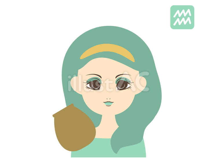 水瓶座をイメージしたイラスト（12星座） 水瓶座,女性,占いのイラスト素材
