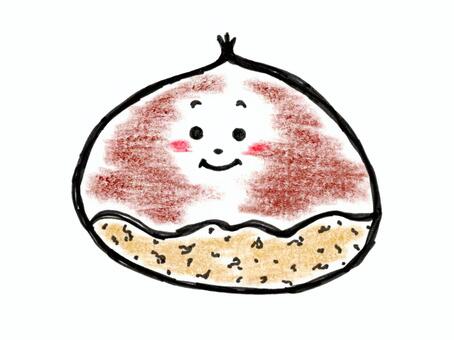 かわいい栗 栗,かわいい,キャラクター,笑顔,マロン,くり,クリ,秋,秋の味覚,食べ物のイラスト素材
