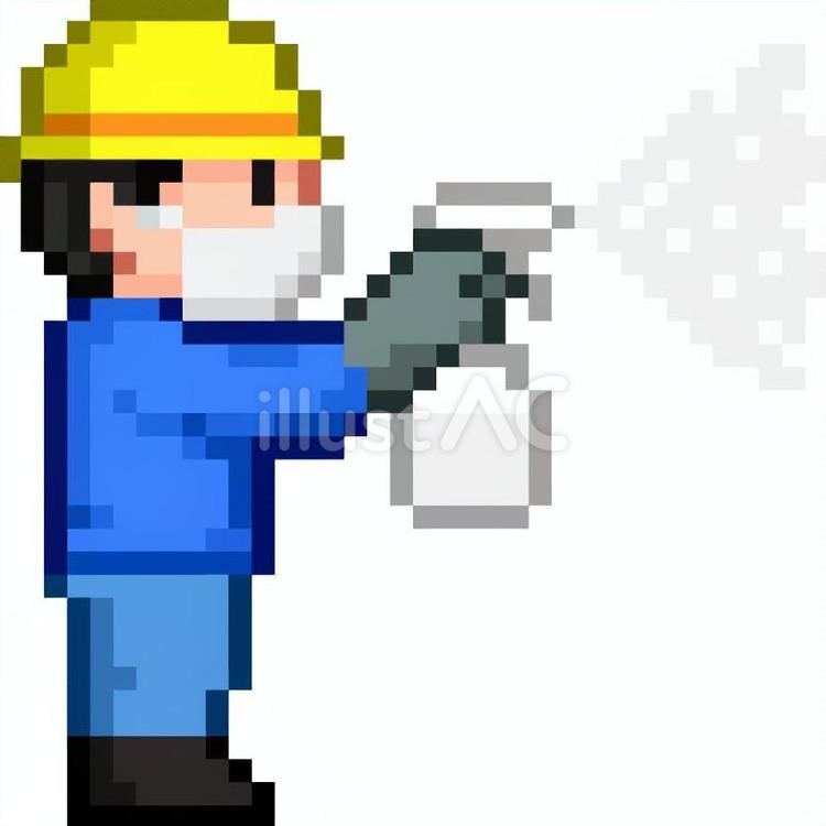ドット絵の無色のスプレーの作業員です。 ドット絵,スプレー,作業員のイラスト素材