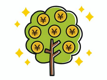 お金のなる木 お金,マネー,木,円,銭,金運,ファイナンス,投資,貯金,貯蓄のイラスト素材