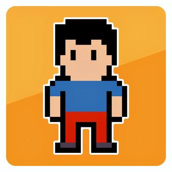 男性のピクセルアートアイコン 男性,男,雄,男子,直立,ドット絵,ピクセルアート,アイコン,シンボル,マークのイラスト素材