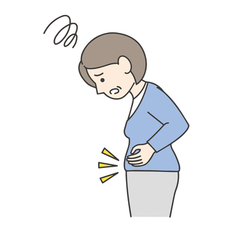 ぽっこりお腹が気になる女性mini ぽっこりお腹,女性,中年,メタボ,40代,50代,中性脂肪,コレステロール,脂肪,食べ過ぎのイラスト素材