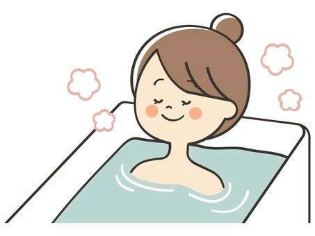 お風呂に入る女性 お風呂,風呂,入浴,湯船,浸かる,リラックス,女性,健康,休日,休憩のイラスト素材
