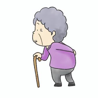 Illustration, cane, grandmother, old man, JPG and PNG