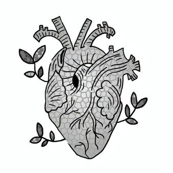 Hope Of Cardiac No.5 心臓,モノクロ,おしゃれ,かっこいい,かわいい,癒し,希望,ワンポイントのイラスト素材