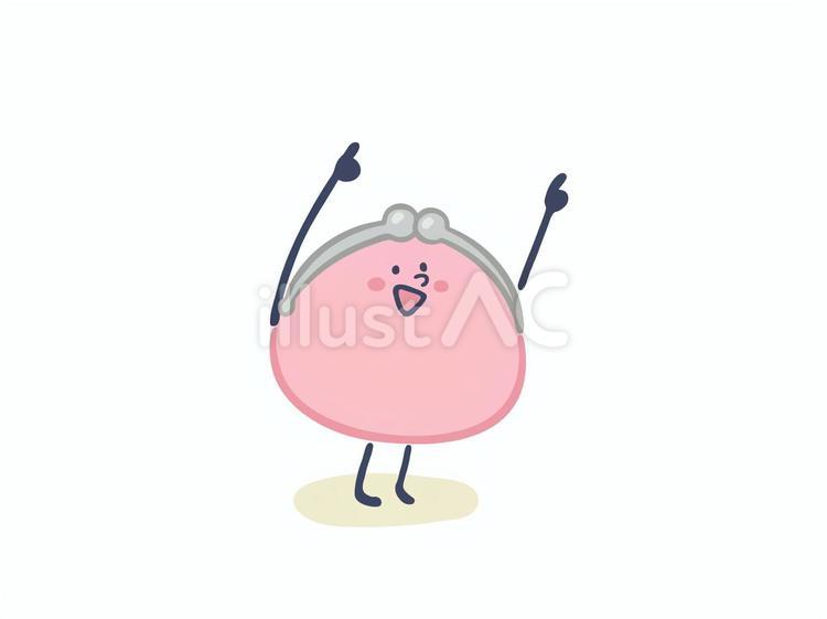 がまぐち（指差し3） お金,がまぐち,指差しのイラスト素材
