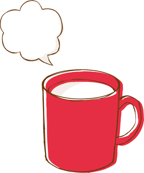 手書きのホットミルクのイラスト ホットミルク,牛乳,ホットドリンク,ミルク,リラックス,休憩,カップ,湯気,飲み物,ドリンクのイラスト素材