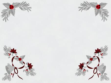 クリスマスのイメージ11 冬,クリスマス,クリスマスオーナメント,柊,ベル,きれい,おしゃれ,柔らかい,フレーム,背景のイラスト素材
