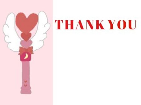 魔法のステッキ　のサンキューカード 魔法,ステッキ,魔法少女,サンキューカード,赤,ピンク,ハート,羽,エンジェル,月のイラスト素材