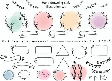Spring botanical headline speech bubble frame set, flower, frame, line drawing, JPG, PNG and AI