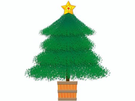 新クリスマスツリーに星付 クリスマス,モミの木,ツリー,クリスマスツリー,冬,壁紙,バナー,植物,飾り,星付のイラスト素材