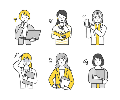 パソコンやファイルを持つビジネスパーソン ビジネスパーソン,ビジネスウーマン,人物,女性,スーツ,パソコン,スマートフォン,タブレット,ファイル,ノートのイラスト素材