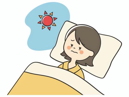 不眠症の若い女性 寝不足,不眠症,眠れない,寝れない,不眠,昼夜逆転,眠くない,眠たくない,寝つき,悩むのイラスト素材