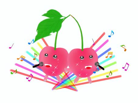 さくらんぼ さくらんぼ,果物,音楽,歌,音符,歌う,果実,フルーツ,かわいい,マイクのイラスト素材