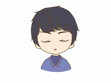 男性５　呆れ 男性,黒髪,イケメン,ため息,呆れる,人物,アニメ風,リアクション,感情,シンプルのイラスト素材