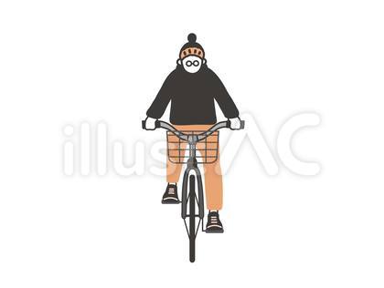 自転車に乗る女性(正面)