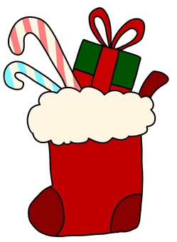 クリスマスの靴下 クリスマスの靴下 靴下,キャンディケイン,お菓子,食べ物,甘い,飴,プレゼント,クリスマス,行事,イベントのイラスト素材